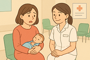 産後　診察風景